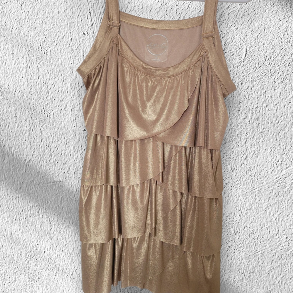 Inc 1X Slip Tunic Top Woman’s Gold Layered With‎ Camisole Underneath